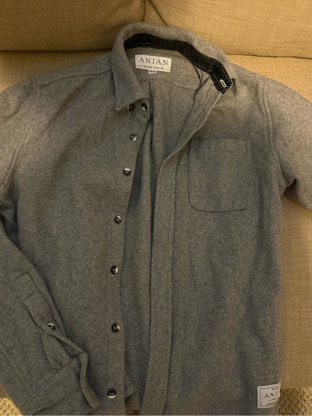 Gray Wool-Blend Button-Up Jacket ANIAN
